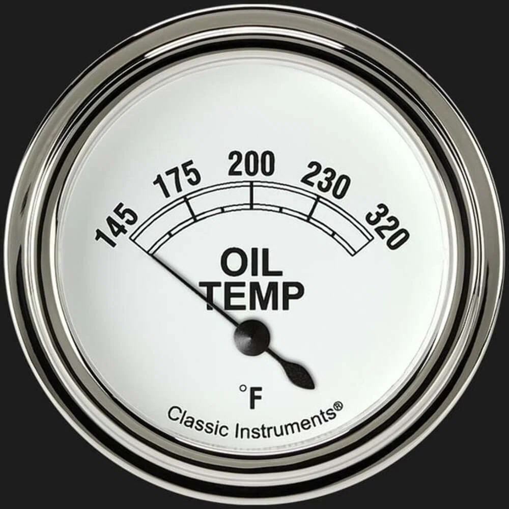 Classic White 2 5_8_ Oil Temperature Gauge CW228SLF